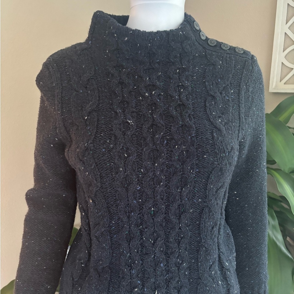 St. John's Bay Blue Cowl Neck Cable Knit Sweater - Picture 2 of 6